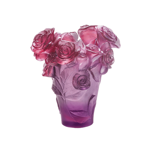 Daum - Crystal Small Rose Passion Vase in Red & Purple - Time for a Clock