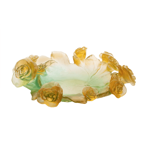 Daum - Crystal Rose Passion Bowl in Green & Orange - Time for a Clock