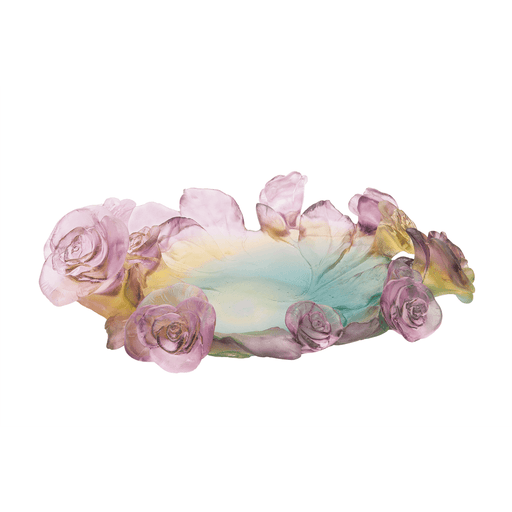 Daum - Crystal Rose Passion Bowl in Green & Pink - Time for a Clock