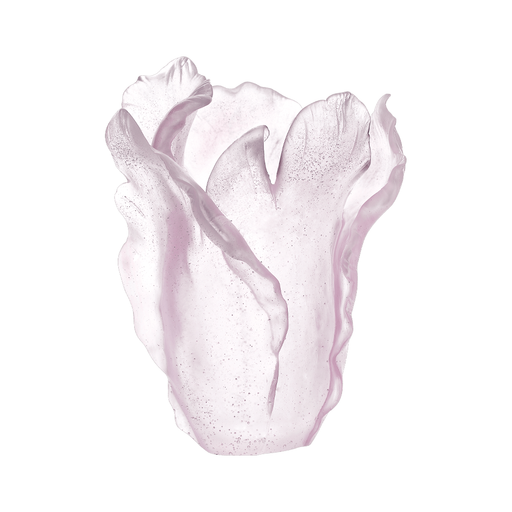 Daum - Large Crystal Tulip Vase in Light Pink 425 Ex - Time for a Clock