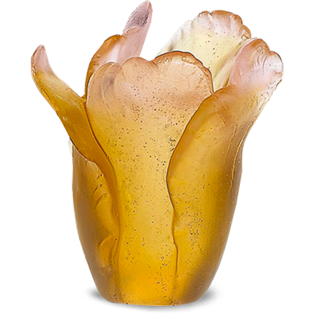 Daum - Crystal Mini Tulip Vase in Amber - Time for a Clock