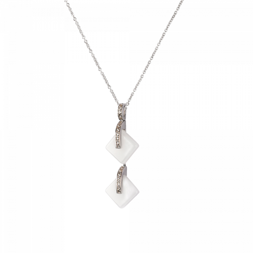 Daum - Eclipse Crystal Double Pendant Necklace in White - Time for a Clock