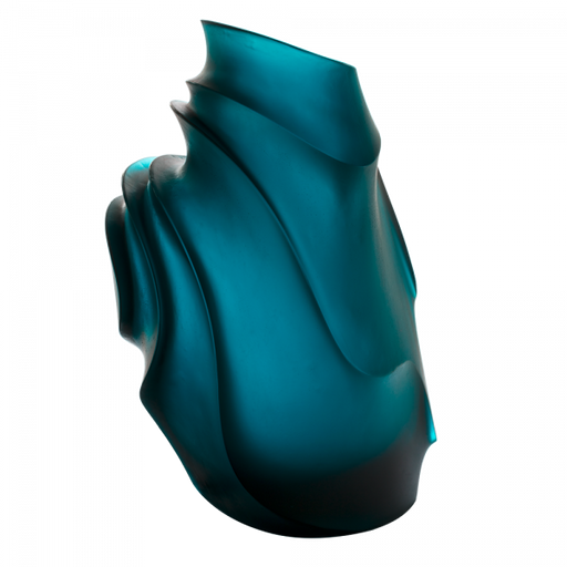 Daum - Crystal Large Sand Vase in Blue by Christian Ghion 125 Ex - Time for a Clock