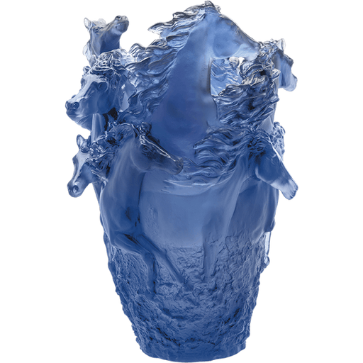 Daum - Crystal Horse Vase in Blue 175 Ex - Time for a Clock